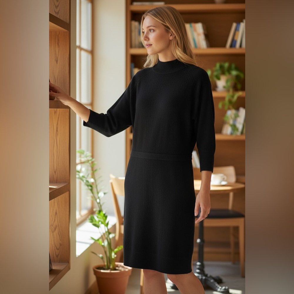 Stitchdrop Side Zip Sweater Dress In Black Size Large NWT